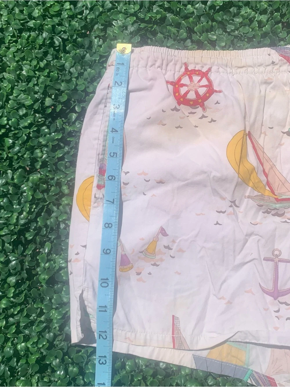 Vintage Nautica nautical sailing theme swim trunks - needs elastic repair